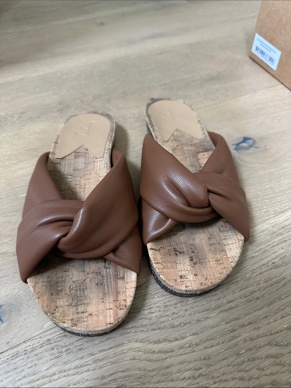 Flattered Knotted Slide Sandals in Brown